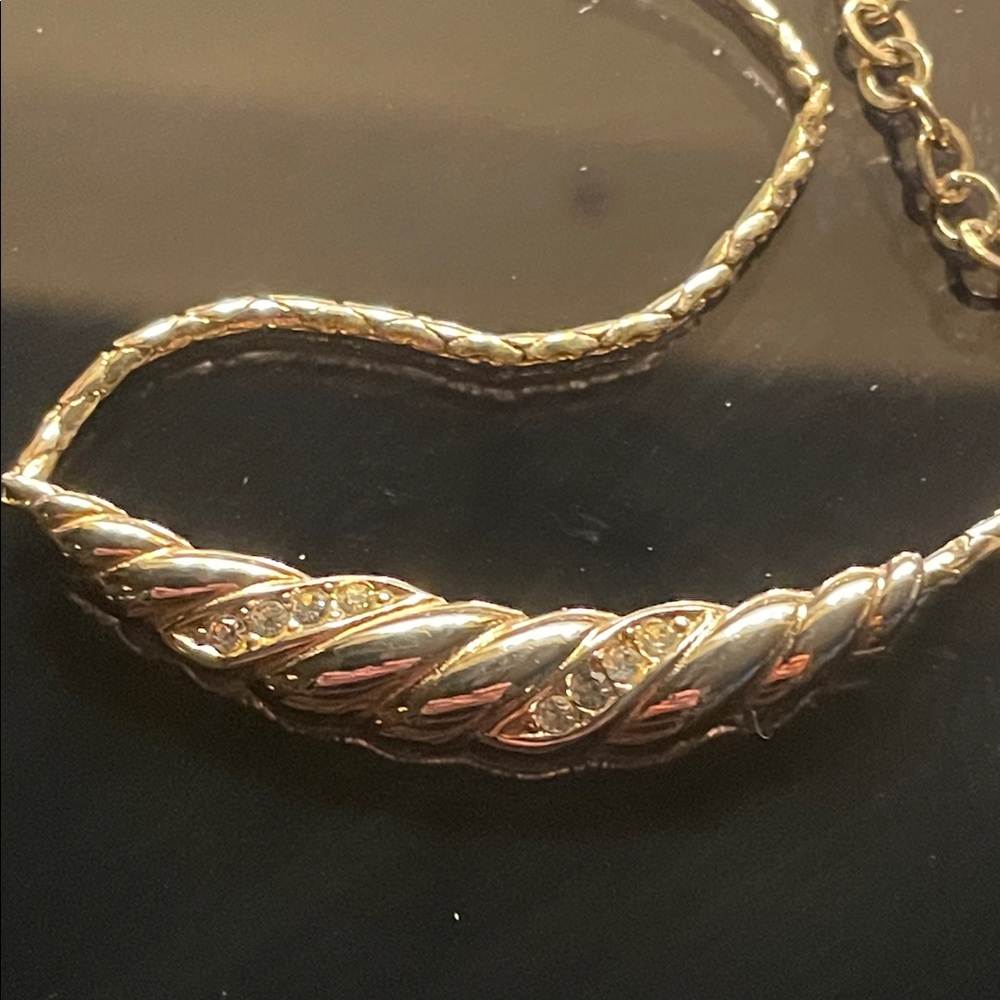 Christian Dior Gold and Silver Twist Necklace rhinestones